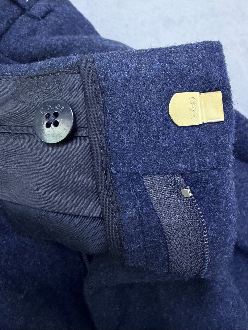Chloe Women’s Wool Cashmere Trousers Abyss Blue Made in Italy - Picture 5 of 12